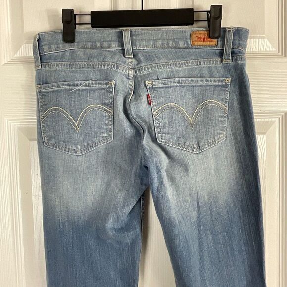 Levis 524 Too Superlow Womens Jeans Size 5M Blue Wash Straight Leg Distressed N - Picture 6 of 12